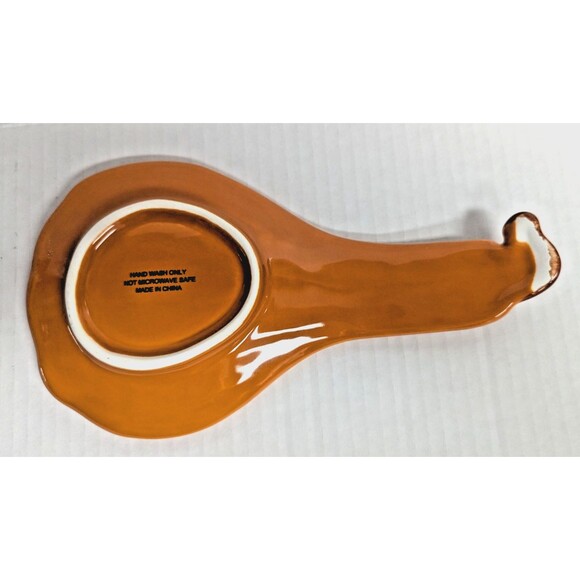 Pumpkin Gourd Spoon Rest Utensil Holder Orange White Flowers Kitchen Ceramic NEW - Picture 5 of 5